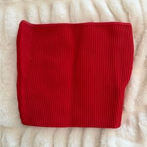Babaton Scult Knit Red Ribbed Crop Top